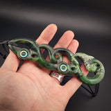 Natural Jade XL Double Manaia Pendant Necklace (N2241)