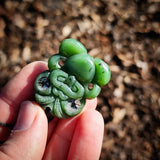 Natural Jade Small Tiki Pendant Necklace (N1154)