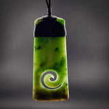 Natural Jade Koru Toki Pendant Necklace (N2306)