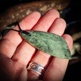 NZ Greenstone Pounamu Free Form Pendant Necklace (N486)