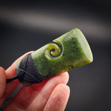 Natural Jade Side Koru Toki Pendant Necklace (N2251)
