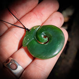 NZ Greenstone / Pounamu Koropepe Eel Pendant Necklace (N682)