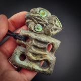 Natural Obay Stone / Polychrome Schist Hei Tiki Pendant Necklace (N2124)