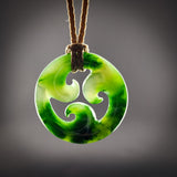 Natural Jade Triple Koru Pendant Necklace (N2263)