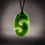 Natural Jade Double Koru Pendant Necklace (N2207)