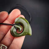 Natural Jade Koru Heart Pendant Necklace (N2179)