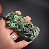Natural Jade Hei Tiki Pendant Necklace (N2193)