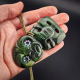 Natural Jade Side Hei Tiki Pendant Necklace (N2262)