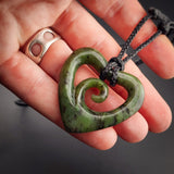 Natural Jade Koru Heart Pendant Necklace (N2127)