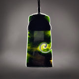 Natural Jade Side Koru Toki Pendant Necklace (N2266)