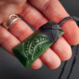 Natural Jade Etched Toki Pendant Necklace (N2203)