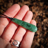 NZ Greenstone Pounamu Drop Pendant Necklace (N917)