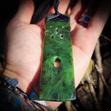 NZ Greenstone Pounamu XL Toki Pendant Necklace (N806)