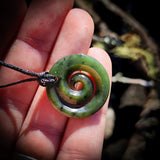 NZ Greenstone / Pounamu Closed Koru Pendant Necklace (N712)