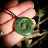 NZ Greenstone / Pounamu Open Koru Pendant Necklace (N669)
