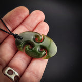 Natural Jade Triple Koru Pendant Necklace (N2224)