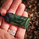 NZ Greenstone Pounamu Etched Toki Pendant Necklace (N907)