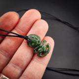 Natural Jade Tiny Tiki Pendant Necklace (N2283)