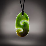 Natural Jade Double Koru Pendant Necklace (N2225)