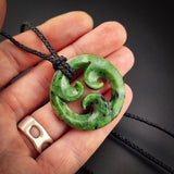 Natural Jade Triple Koru Pendant Necklace (N2248)