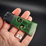 Natural Jade Double Koru Toki Pendant Necklace (N2245)