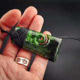Natural Jade Side Koru Toki Pendant Necklace (N2243)