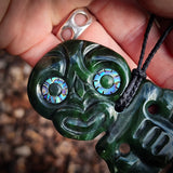 Natural Jade Side Tiki Pendant Necklace (N1103)