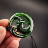 Natural Jade Triple Koru Pendant Necklace (N2222)