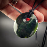 Natural Jade Round Disk Pendant Necklace (N2209)