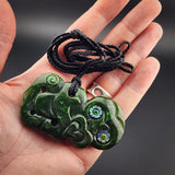 Natural Jade Side Hei Tiki Pendant Necklace (N2309)