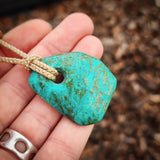 Genuine Arizona Turquoise Freeform Pendant Necklace (N1164)