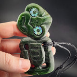 Natural Jade Side Hei Tiki Pendant Necklace (N2301)
