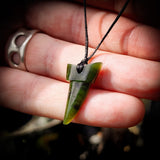 NZ Greenstone / Pounamu Tooth Pendant Necklace (N643)