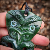 Natural Jade XL Tiki Pendant Necklace (N1140)