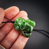 Natural Jade Small Tiki Pendant Necklace (N2247)