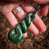 Natural Jade Triple Twist Pendant Necklace (N1068)