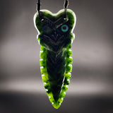 Natural Jade Tiki Niho Pendant Necklace (N2264)