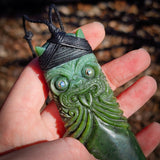 Natural Jade XL Tiki Toki Pendant Necklace (N1145)