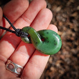 Natural Jade Pikorua Twist Pendant Necklace (N1156)