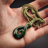 Natural Jade Koru Twist Pendant Necklace (N2246)