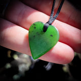 NZ Greenstone Pounamu Heart Pendant Necklace (N710)