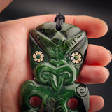 Natural Jade XL Hei Tiki Pendant Necklace (N2249)
