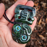 Natural Jade Side Tiki Pendant Necklace (N1103)