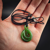 Natural Jade Koru Twist Pendant Necklaces (N2313)