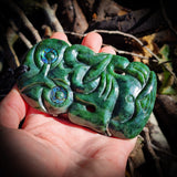NZ Greenstone Pounamu XL Tiki Pendant Necklace (N804)
