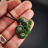 Natural Jade Small Hei Tiki Pendant Necklace (N2280)
