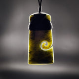 Natural Jade Side Koru Toki Pendant Necklace (N2251)