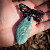 NZ Greenstone Pounamu Freeform Pendant Necklace (N1082)