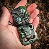Natural Jade Side Tiki Pendant Necklace (N1113)