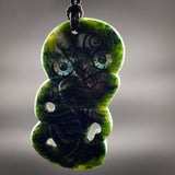 Natural Jade Hei Tiki Pendant Necklace (N2193)